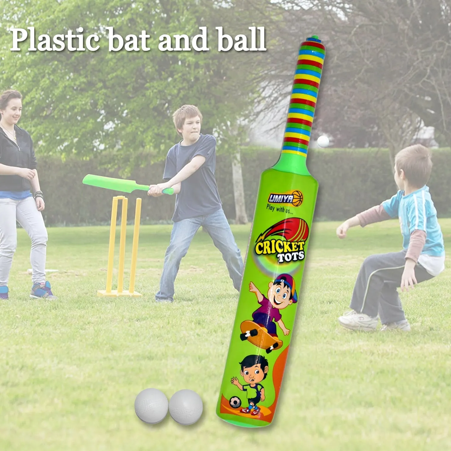 8002 Combo of Light Weight Plastic Bat, Ball & Hockey for Kids, Boys, Indoor, Outdoor Play