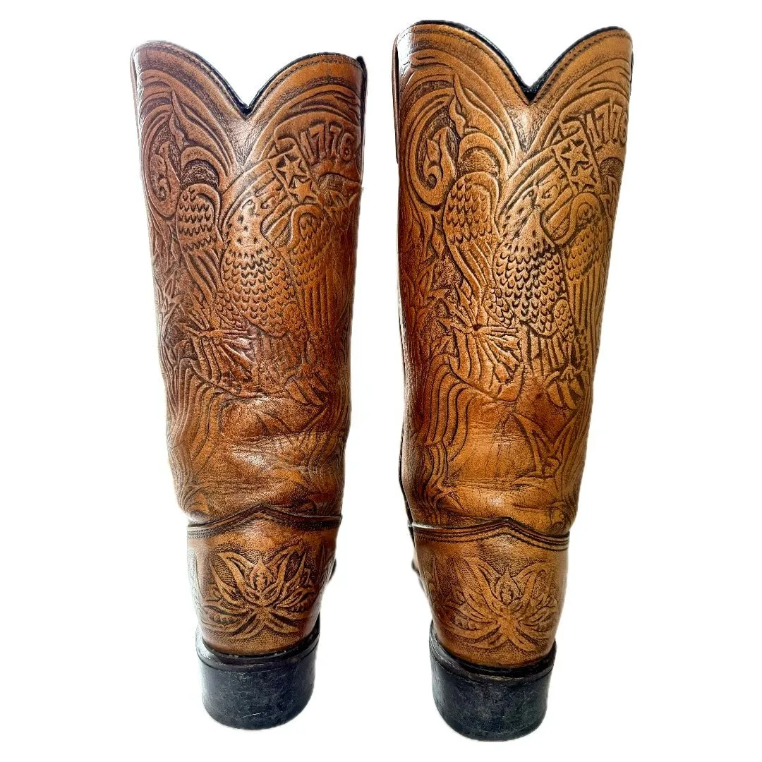 ACME Vintage Eagle 1776 Tooled Brown Cowboy Boots