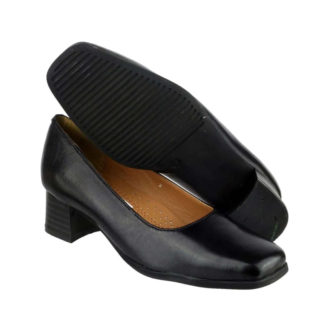 Amblers Walford X Wide Black Ladies Leather Shoes