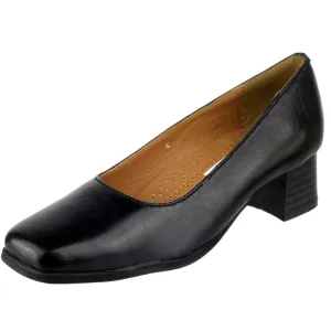 Amblers Walford X Wide Black Ladies Leather Shoes