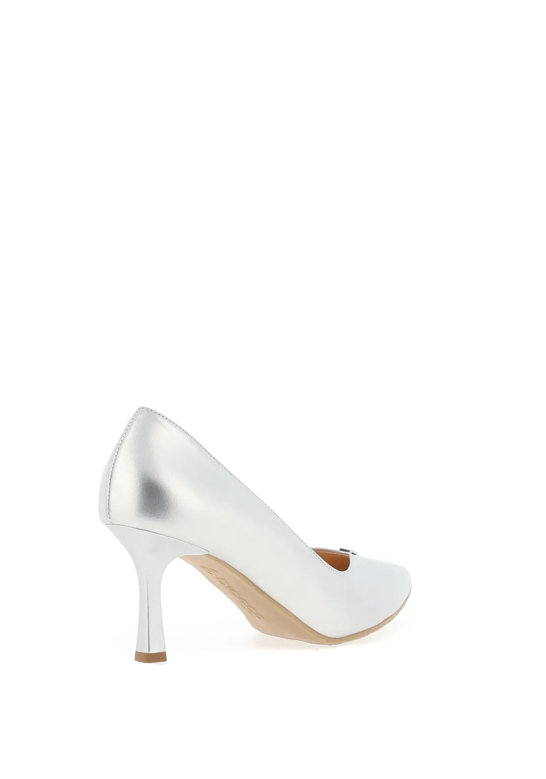 Bioeco by Arka Leather Pointed Toe Court Shoe, Silver