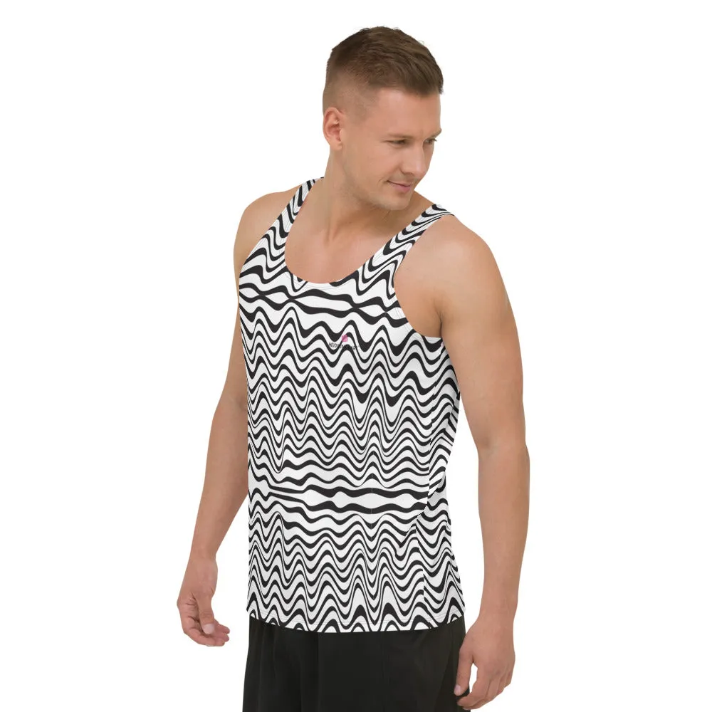 Black Wavy Unisex Tank Top, Premium Quality Men's Unisex Tank Top-Made in USA/EU/MX (US Size: XS-2XL)