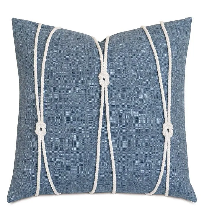 Bluewater Regatta Lake Blue Knotted Accent Pillow