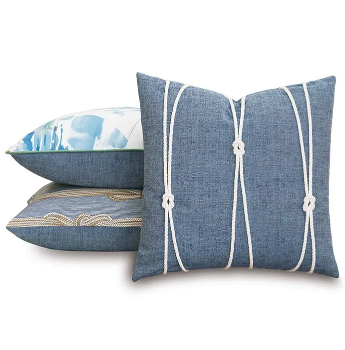 Bluewater Regatta Lake Blue Knotted Accent Pillow