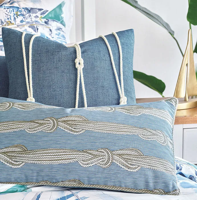 Bluewater Regatta Lake Blue Knotted Accent Pillow