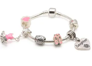 Children's Daughter 'Love To Dance' Silver Plated Charm Bead Bracelet