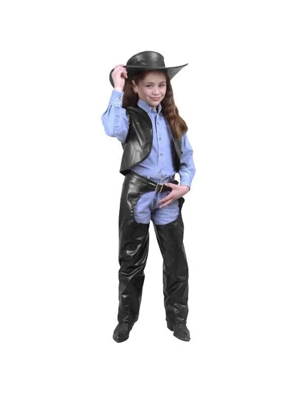 Child's Cowgirl Leather Chaps & Vest Costume