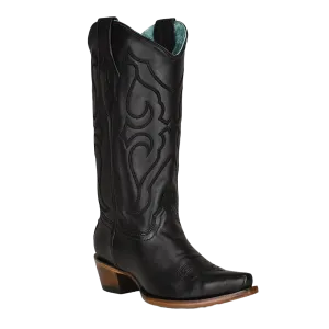 Corral Ladies Black Matching Stitch Pattern & Inlay SnipToe Boots Z5072