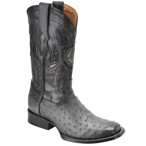 Cuadra Men's Flame Grey Ostrich Cowboy Boots - Square Toe