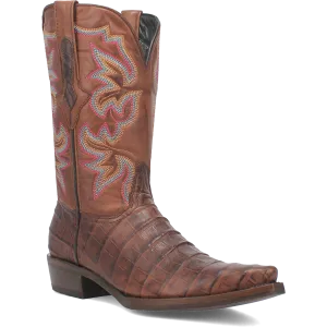 Dingo Brown Gator Print Snip Toe Western Boots for Men