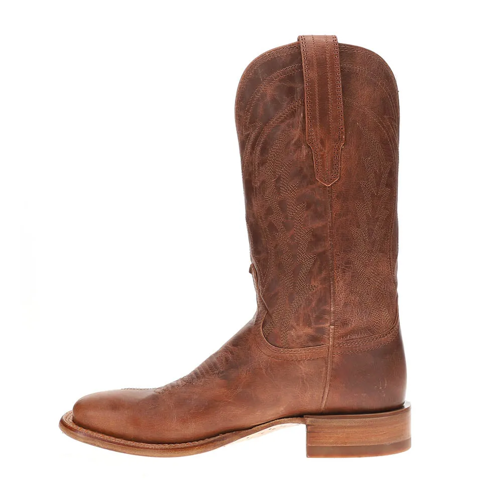 Doc Broad Embroidered Bison Square Toe Pull On Cowboy Boots