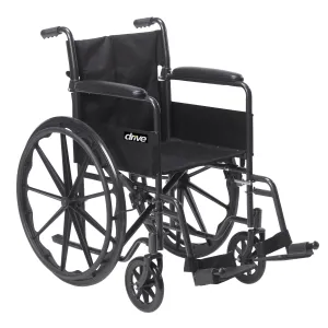 Drive Medical ssp118fa-sf Silver Sport 1 Wheelchair with Full Arms and Swing away Removable Footrest