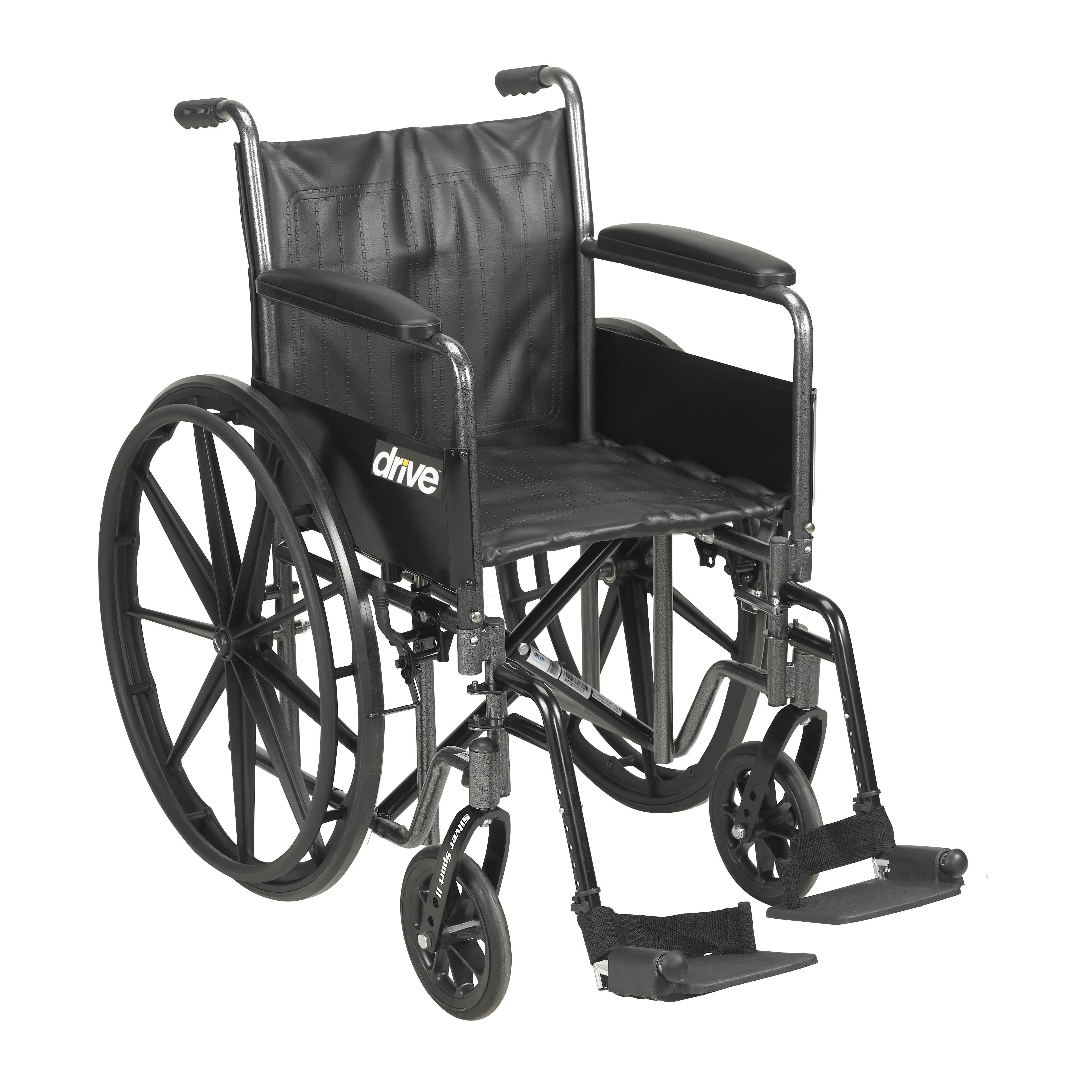 Drive Medical ssp216dfa-sf Silver Sport 2 Wheelchair, Detachable Full Arms, Swing away Footrests, 16" Seat