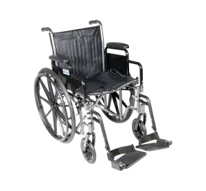 Drive Medical ssp218dda-sf Silver Sport 2 Wheelchair, Detachable Desk Arms, Swing away Footrests, 18" Seat