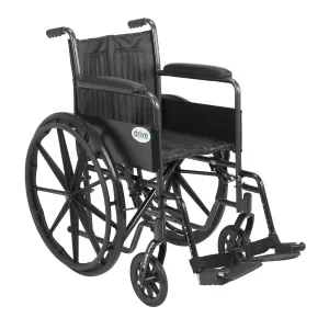 Drive Medical ssp218fa-sf Silver Sport 2 Wheelchair, Non Removable Fixed Arms, Swing away Footrests, 18" Seat