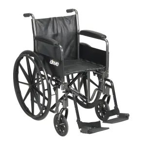 Drive Medical ssp220dfa-sf Silver Sport 2 Wheelchair, Detachable Full Arms, Swing away Footrests, 20" Seat