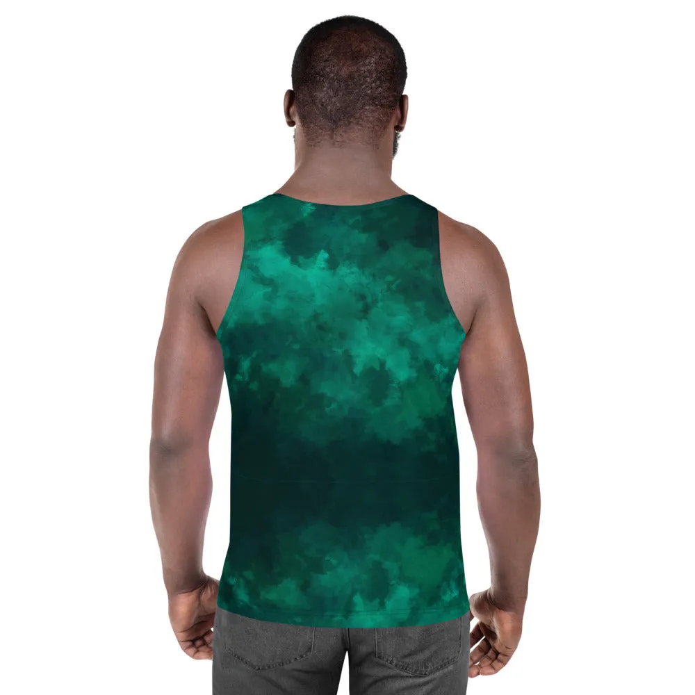 Green Abstract Unisex Tank Top, Modern Men's or Women's Premium Designer Tanks-Made in USA/EU