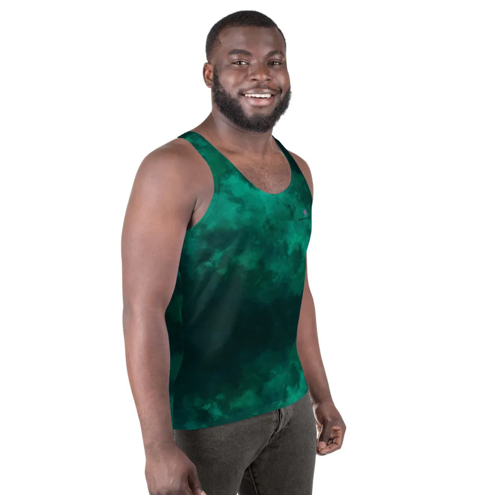 Green Abstract Unisex Tank Top, Modern Men's or Women's Premium Designer Tanks-Made in USA/EU