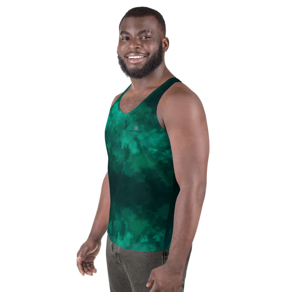 Green Abstract Unisex Tank Top, Modern Men's or Women's Premium Designer Tanks-Made in USA/EU