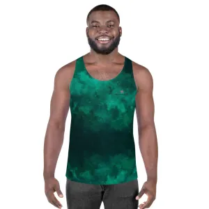 Green Abstract Unisex Tank Top, Modern Men's or Women's Premium Designer Tanks-Made in USA/EU