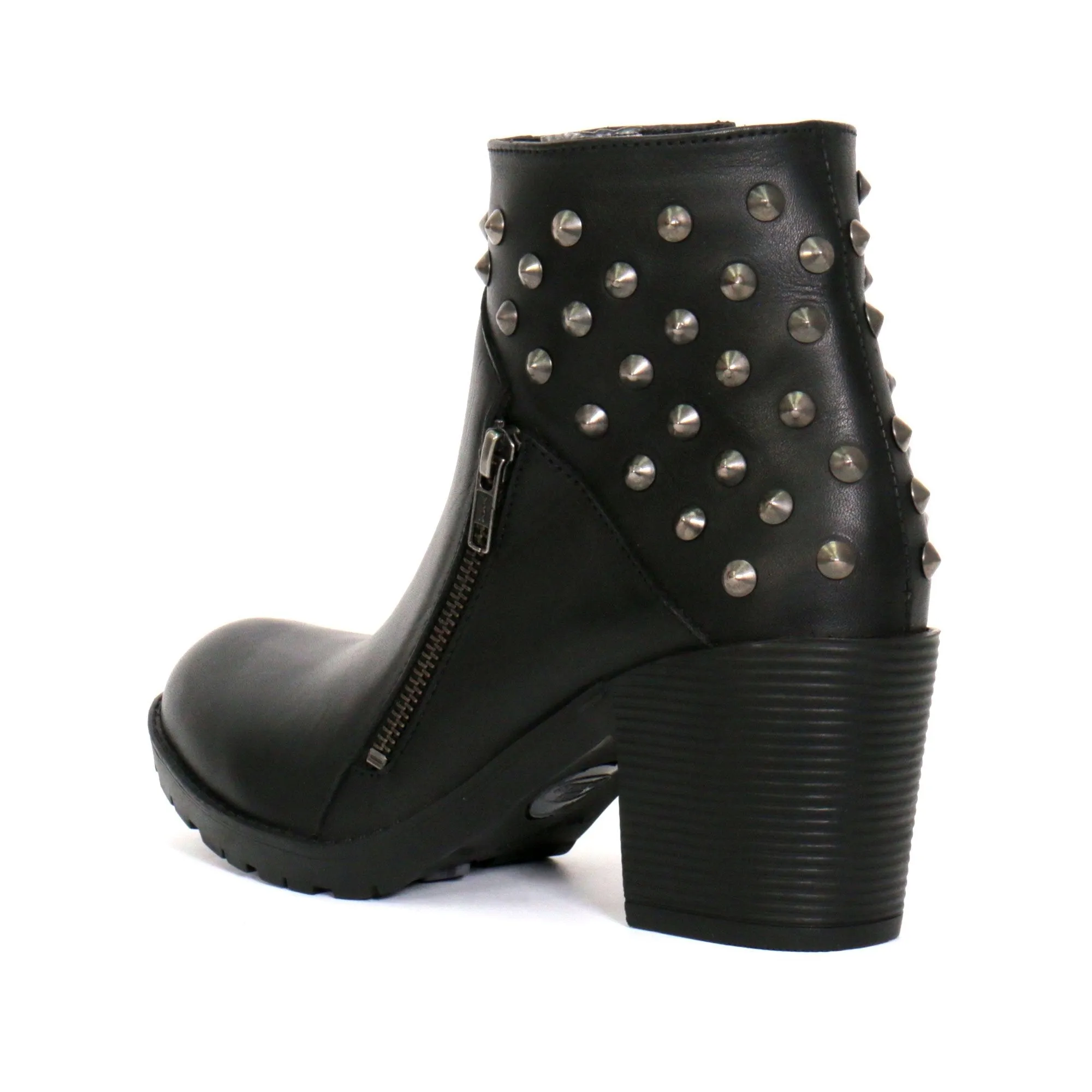 Hot Leathers BTL1003 Ladies 5-inch Black Studded Ankle Leather Boots with Side Zippers