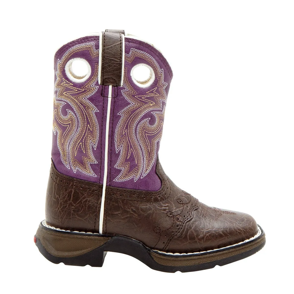 Lil' Durango Kids Girls Purple Faux Leather Saddle Buckaroo Western Cowboy Boots