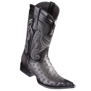 Los Altos Ostrich Faded Grey Pointed Toe Cowboy Boots