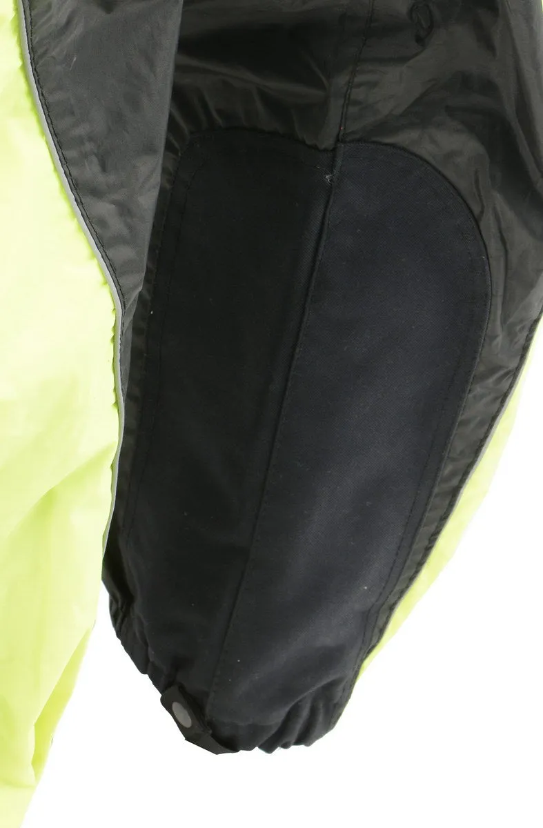 M Boss Motorcycle Apparel BOS19501 Men’s Black and High-Viz Green Two-Piece Motorcycle Rain Suit