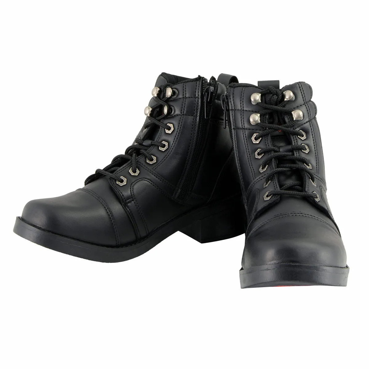 Milwaukee Leather MBK9255 Boys Black Lace-Up Boots with Side Zipper Entry