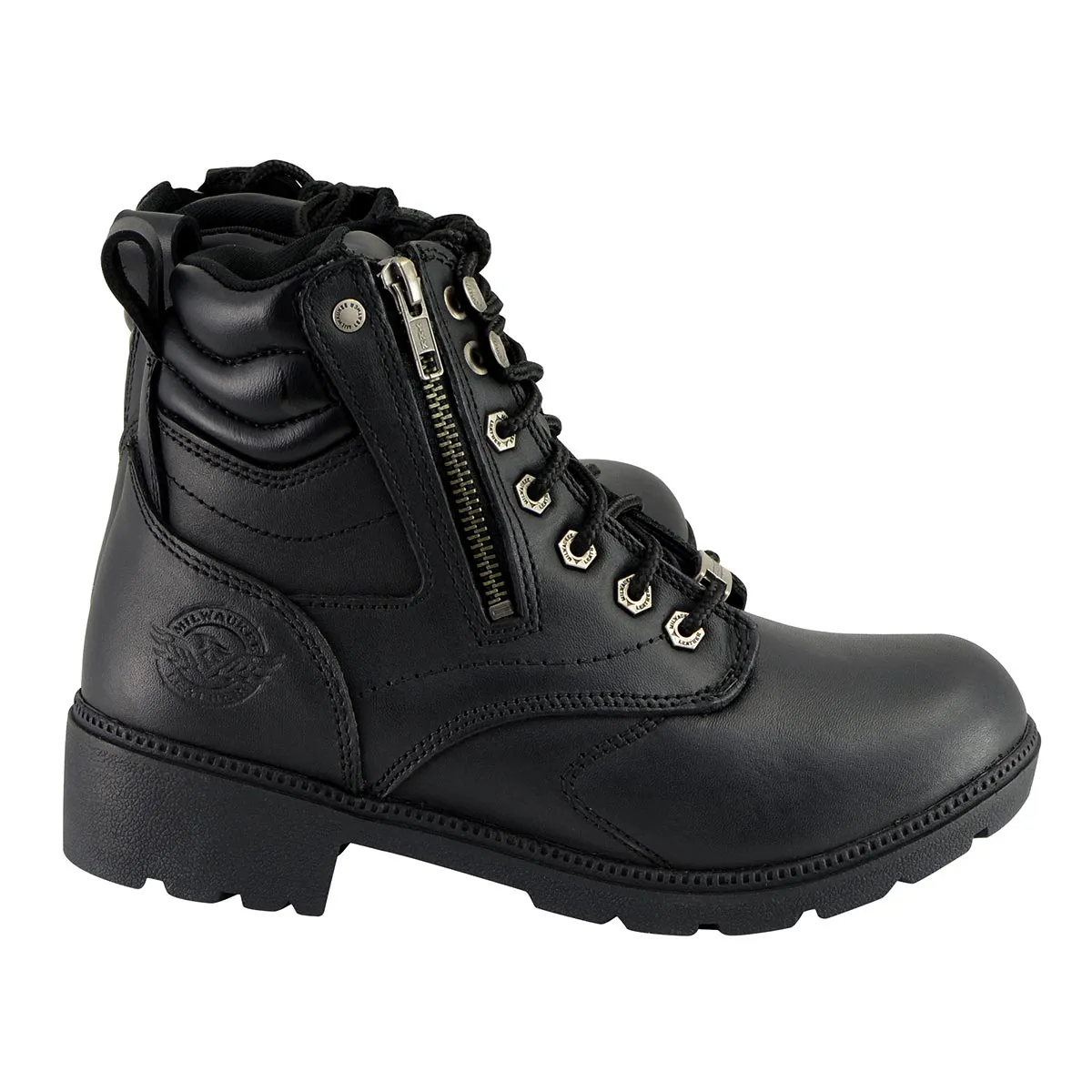 Milwaukee Leather MBL9320 Women's Premium Black Leather Lace-Up