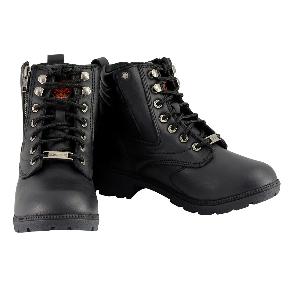 Milwaukee Leather MBL9320 Women's Premium Black Leather Lace-Up