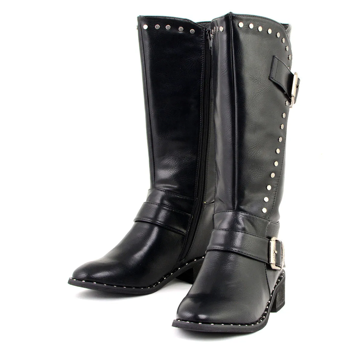 Milwaukee Leather MBL9423 Women's Black Studded Fashion Casual Boots with Studded Outsole