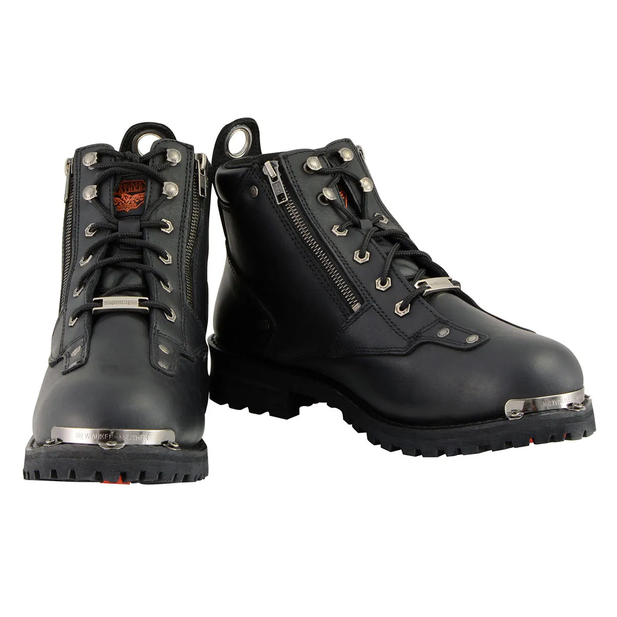 Milwaukee Leather MBM103 Men's Black Leather Lace-Up Motorcycle Boots