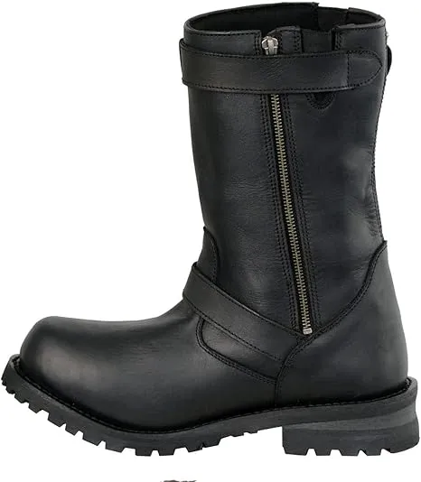 Milwaukee Leather MBM9020W Men's Black 'Wide-Width' 11-Inch Classic Engineer Motorcycle Leather Boots