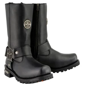 Milwaukee Leather MBM9060W Men's Black Wide-Width 11-inch Classic Harness Square Toe Boots