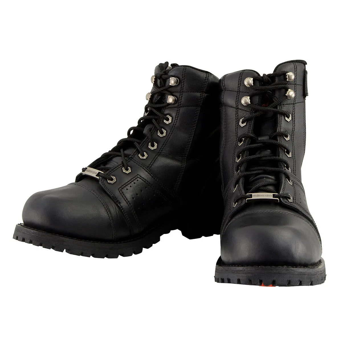 Milwaukee Leather Men's Black Lace-Up Motorcycle Riding Leather Boots