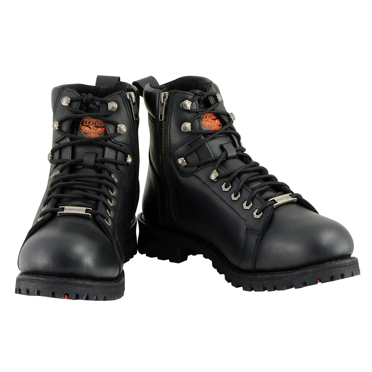 Milwaukee Leather Men's Black Leather Lace-Up Motorcycle Rider Boots