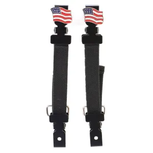 Milwaukee Leather MLA4003 Motorcycle Biker USA Flag Emblem Elastic Bungee Clips for Chaps or Pants (Set of 2)