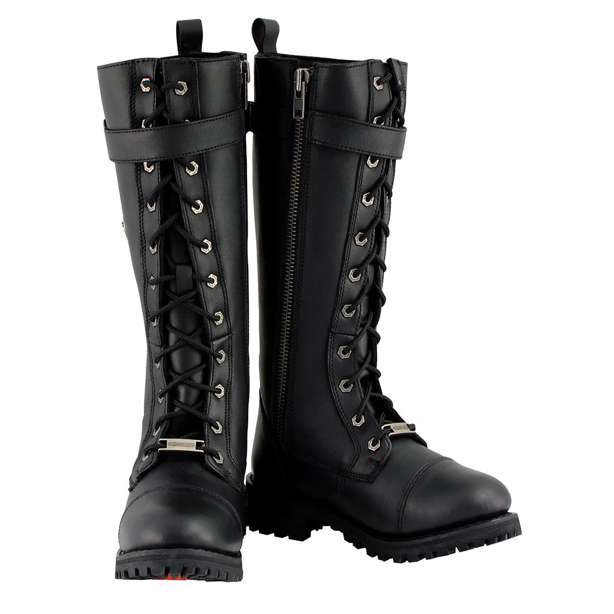 Milwaukee Leather Women's Black 14-inch Lace-Up High-Rise Leather