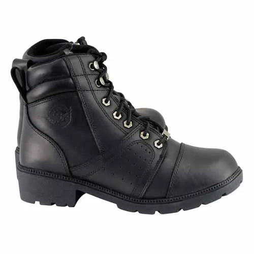 Milwaukee Leather Women's Black Leather Lace-Up Motorcycle Rider Boots