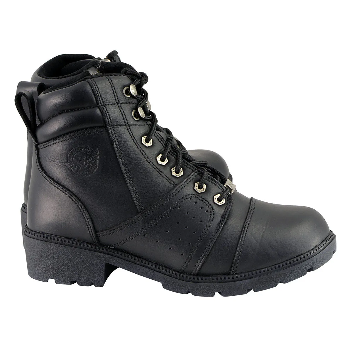 Milwaukee Leather Women's Black Leather Lace-Up Motorcycle Rider Boots