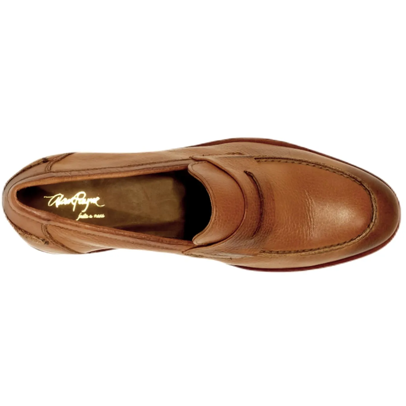 Naples Tumbled Leather Modern Penny Slip-On in Mahogany (Size 13) by Alan Payne Footwear