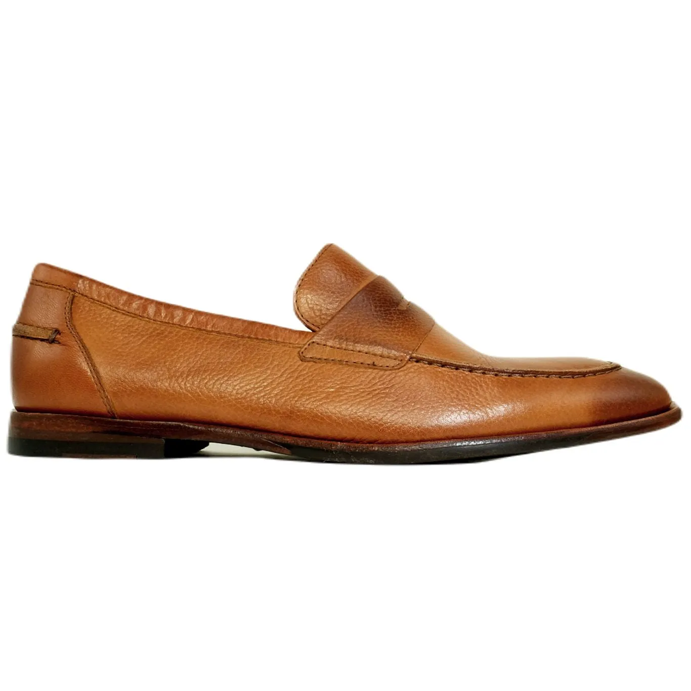 Naples Tumbled Leather Modern Penny Slip-On in Mahogany (Size 13) by Alan Payne Footwear