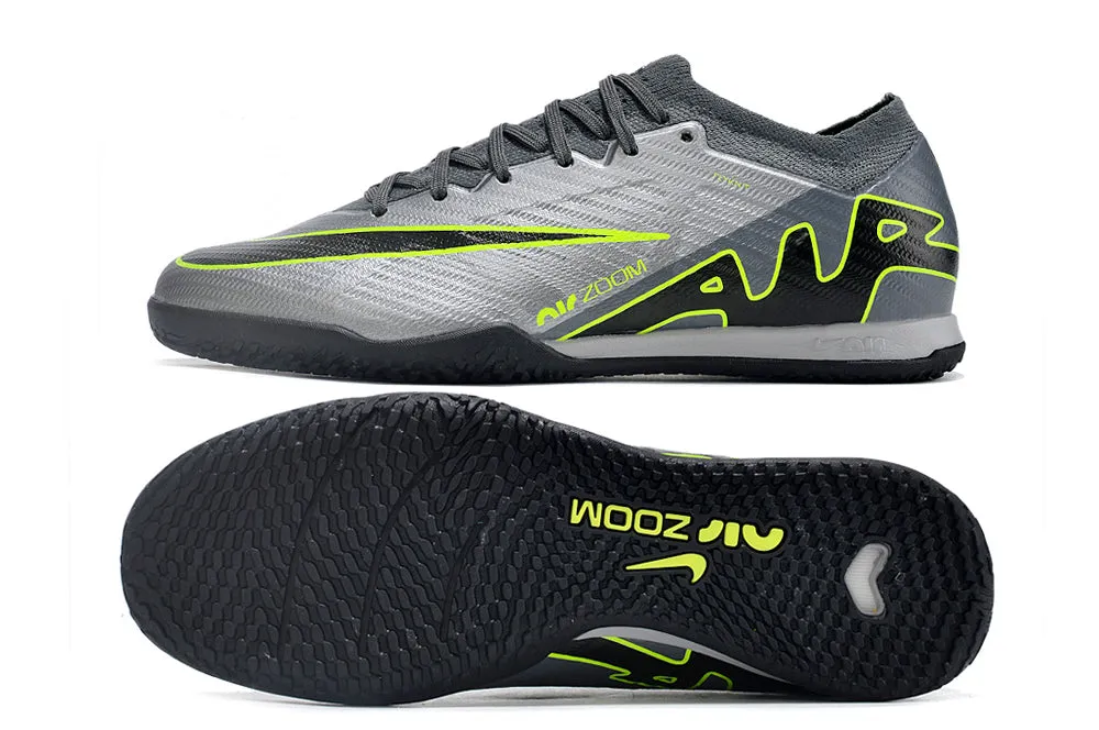 Nike Mercurial Vapor - Indoor Shoes - Fossil Gray | Jet Black | Chartreuse Green - FREE SHIPPING WORLDWIDE