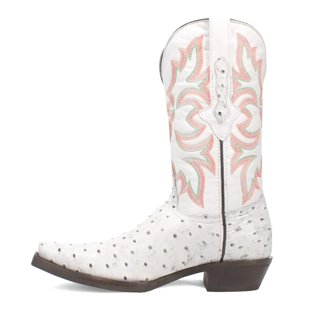 Outlaw Embroidered Ostrich Print Snip Toe Cowboy Boots