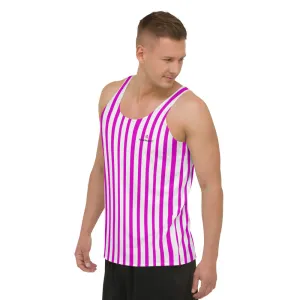 Pink Striped Unisex Tank Top, Vertically Stripes Best Men's or Women's Tanks-Made in USA/EU