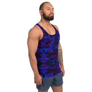 Purple Camo Unisex Tank Top, Camouflage Army Military Print Tanks For Women or Men-Made in USA/EU