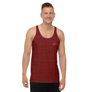 Red Buffalo Print Tank Top, Black Red Plaid Flannel Printed Men's or Women's Tanks-Made in USA/EU