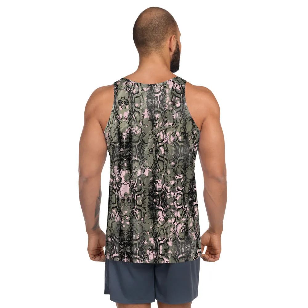 Snake Skin Print Unisex Tank Top, Best Snake Python Printed Men's Comfy Tanks - Made in USA/EU