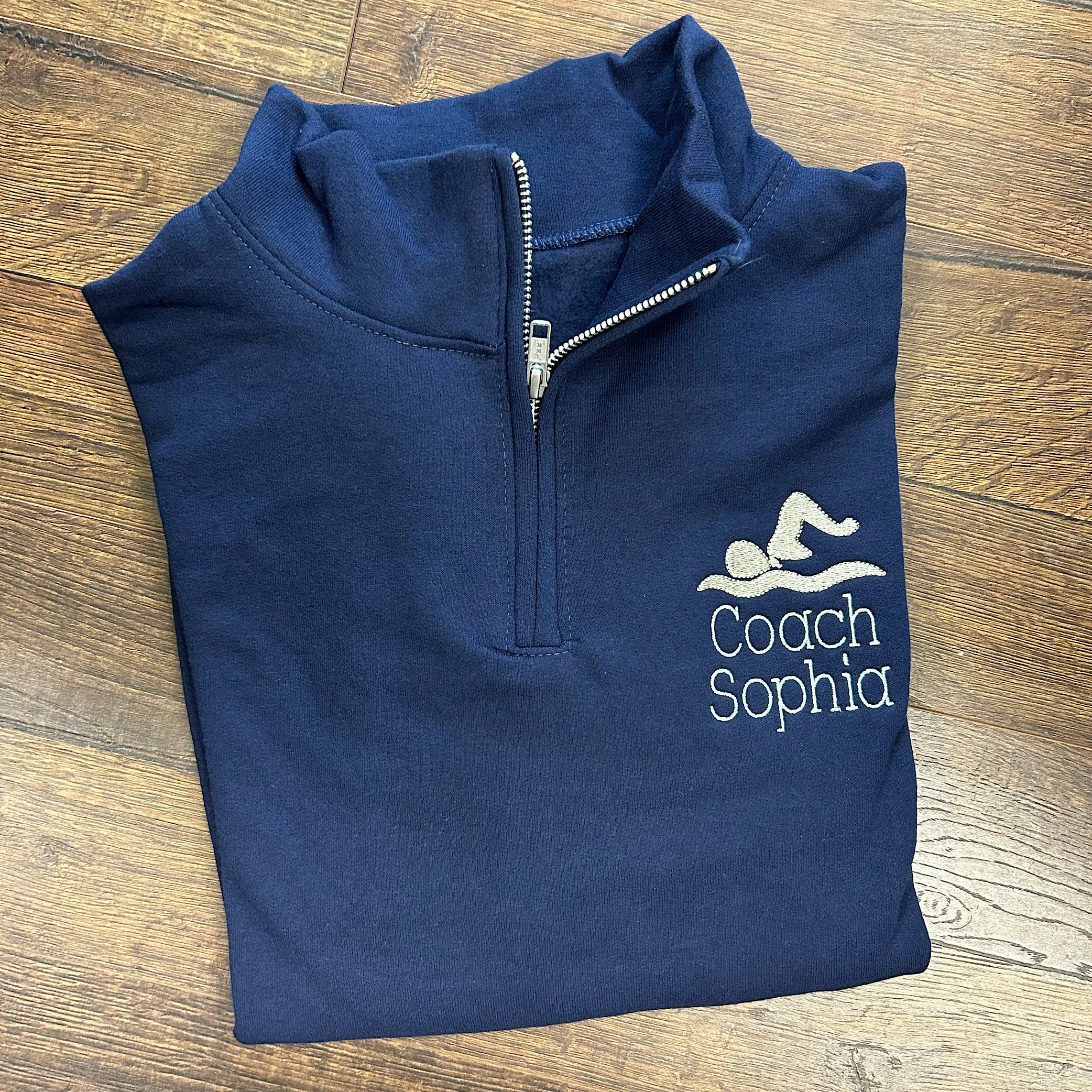 Swim Coach Personalized Quarter Zip Sweatshirt